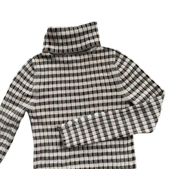 Anthropologie Maeve Striped Turtle Neck Jumper Sz S Brown Tan Indie Retro 70s - Picture 5 of 15